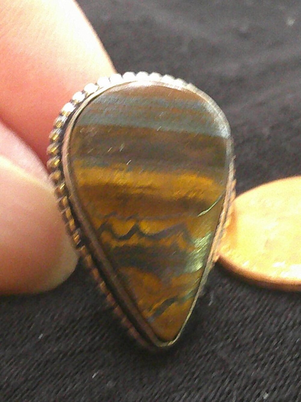 Agate and Silver Ring Sz6